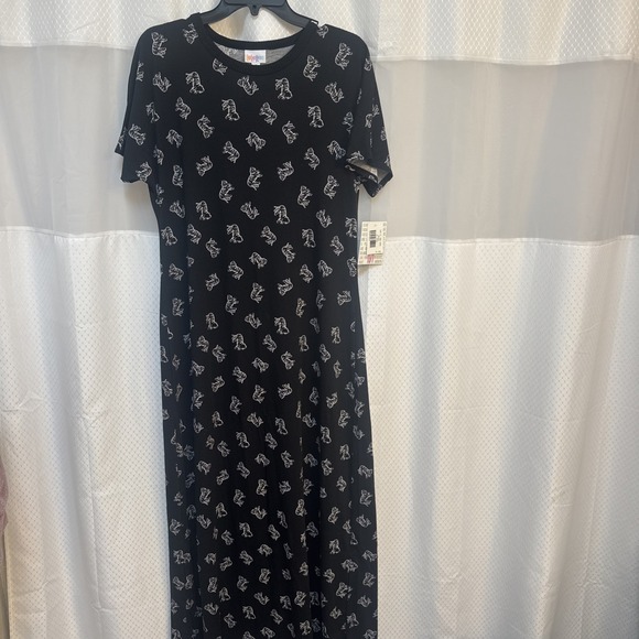 Lularoe Maria Dress Long Black & White Animal Print NWT Stretchy LR158 - Picture 1 of 8